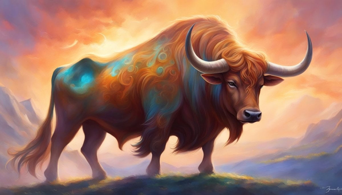 A confident ox stands tall, exuding strength and determination. Its sturdy frame and steady gaze convey a sense of reliability and steadfastness