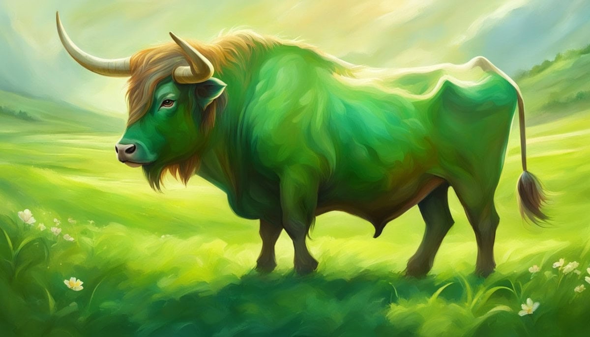 A strong and steady ox stands in a lush green pasture, exuding a sense of reliability and stability